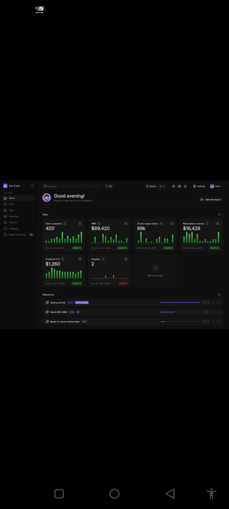 Capture d'écran de la configuration du compte vendeur Whop